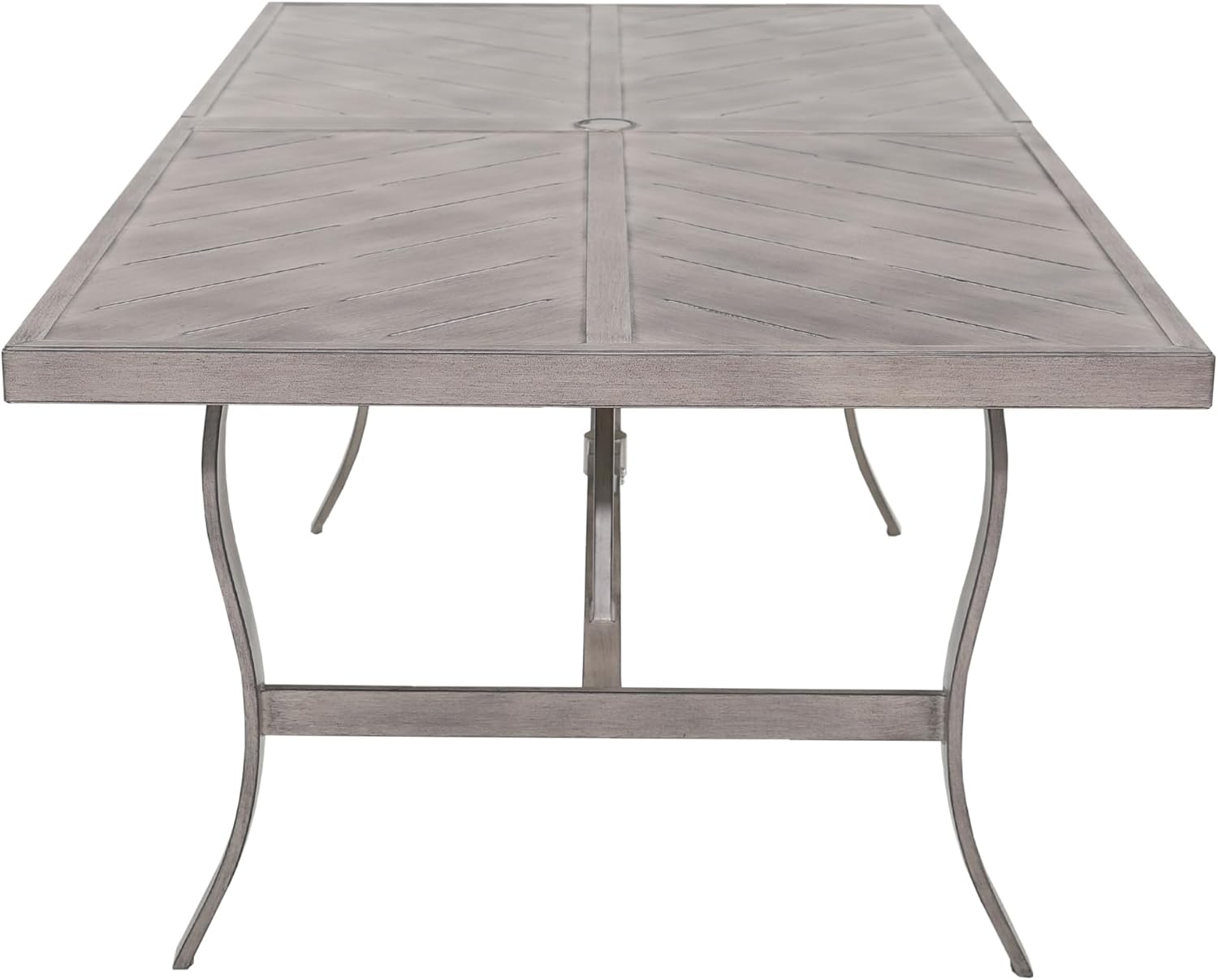 Ulax furniture Outdoor Patio Dining Table - Weather-Resistant Aluminum Frame Tabletop - Umbrella Hole for Garden, Backyard, Picnics