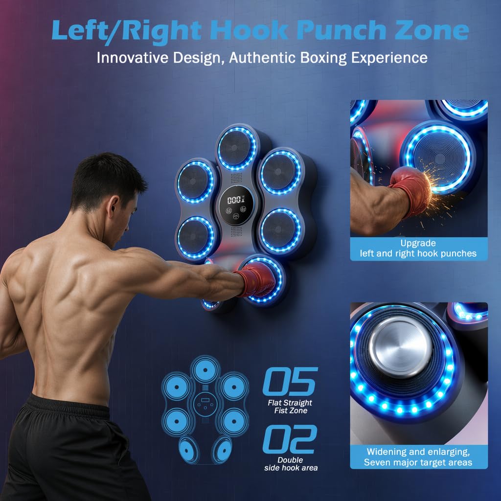 Music Boxing Machine Boxmaschine mit Musik | 11 Modi, 9 Geschwindigkeiten, Smart Bluetooth Verbindung, Boxtraining für Zuhause