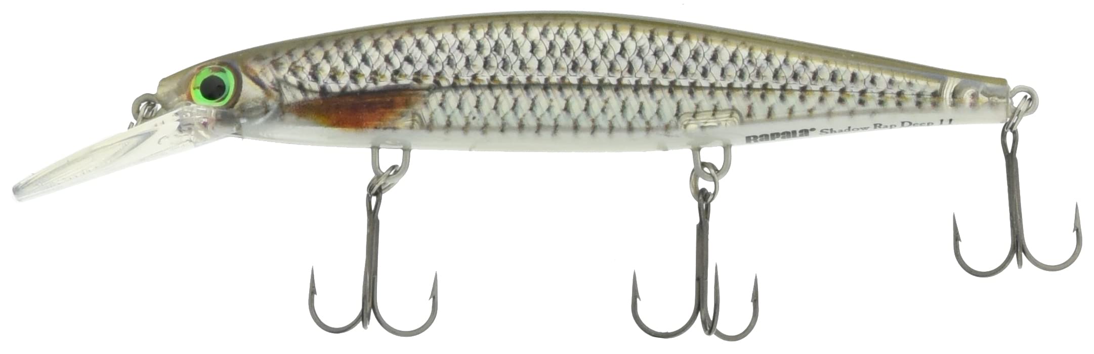 Rapala Shadow Rap Deep Lure with Three No. 6 Hooks, 1.2-2.4 m Swimming Depth, 11 cm Size, Live Roach