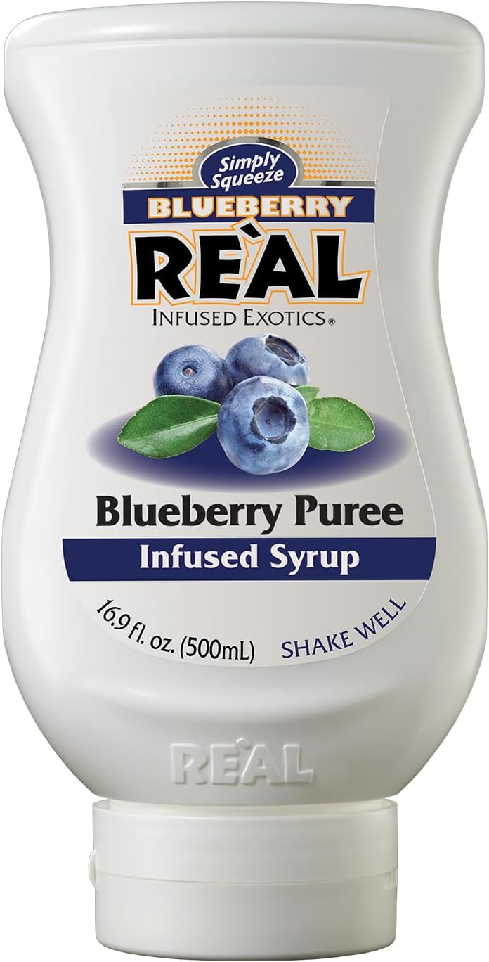 Re’al Syrup | Blueberry Puree Infused Fruit Syrup | Made with Real Fruit | 500ml |Natural Ingredients| Cocktails, Baking, Smoothies, Mixing Drinks, Desserts.