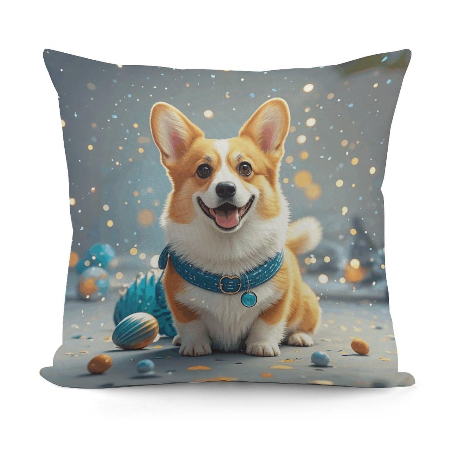 VstaDank Cartoon Corgi Dog Pillow Cover with Invisible Zipper Square Throw Pillowcase Plush Couch Sofa Pillow Case 18x18 Inch Decorative Throw Cushion Covers for Sofa Living Pillowcover