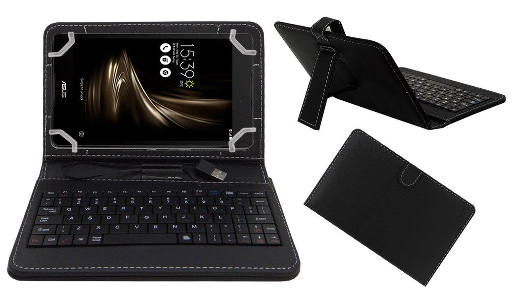 Acm USB Keyboard Case Compatible with Asus Zenpad 3 8.0 Tablet Cover Stand Study Gaming Direct Plug & Play - Black