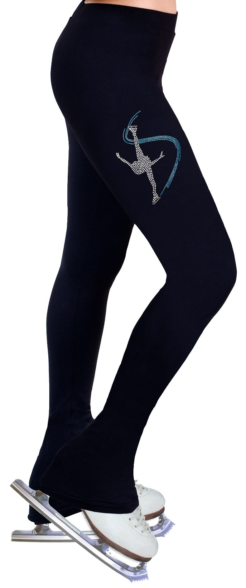 NY2 SPORTSWEAR Figure Skating Practice Pants with Rhinestones R271 - Adult Sizes- (Adult Extra Large) Black