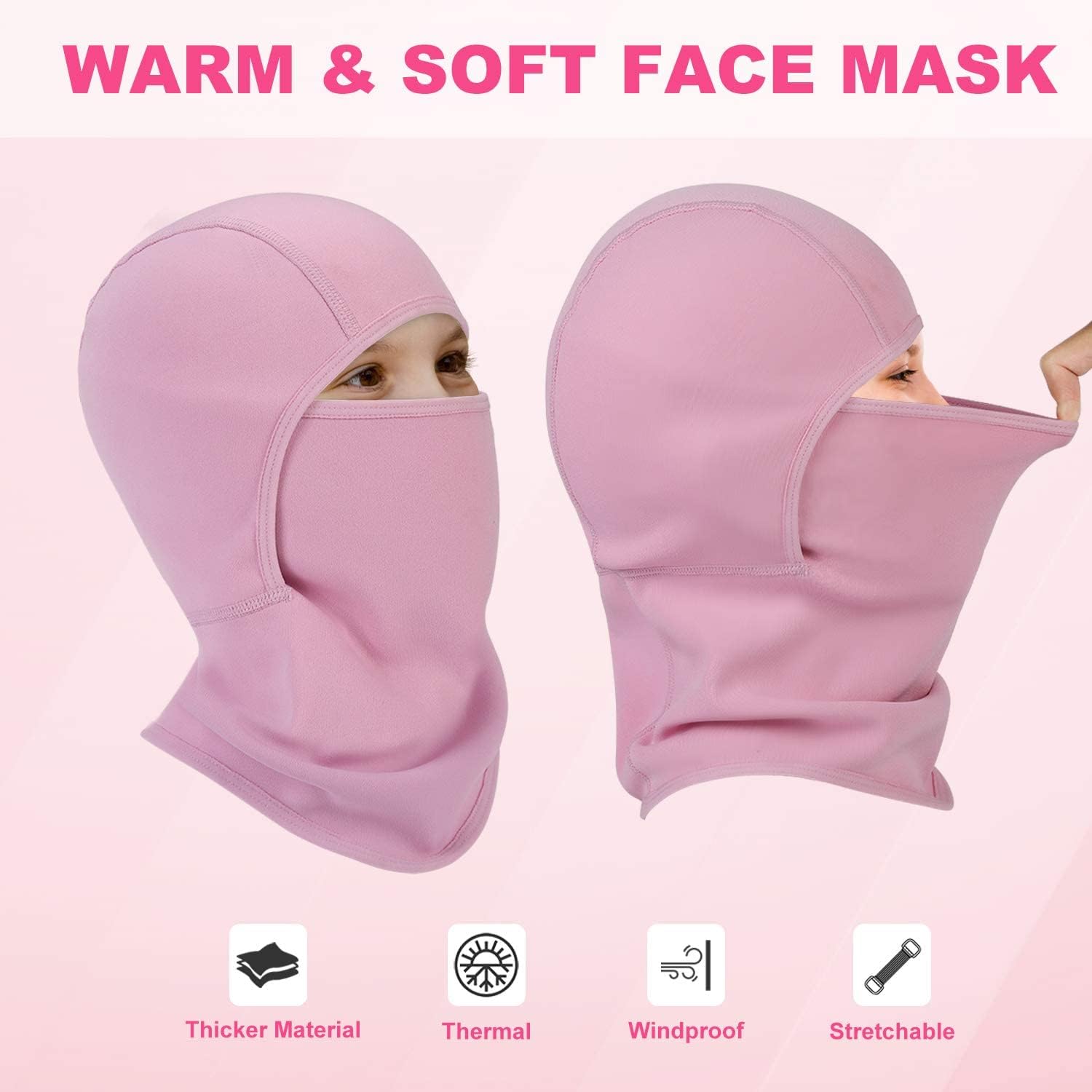 Aegend Kids Balaclava Windproof Ski Face Warmer for Cold Weather Winter Sports Skiing, Running, Cycling, 1 Piece, 4 Colors
