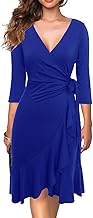 bright blue wrap dress
