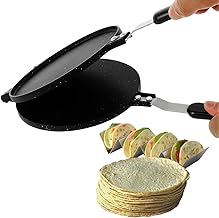 Tortilla Press With Non-Stick Pancake Griddle - 15.1x6.6x0.7 Inches Heavy-Duty Aluminum Multipurpose Pan With Bakelite Handle for Kitchen Stove Top