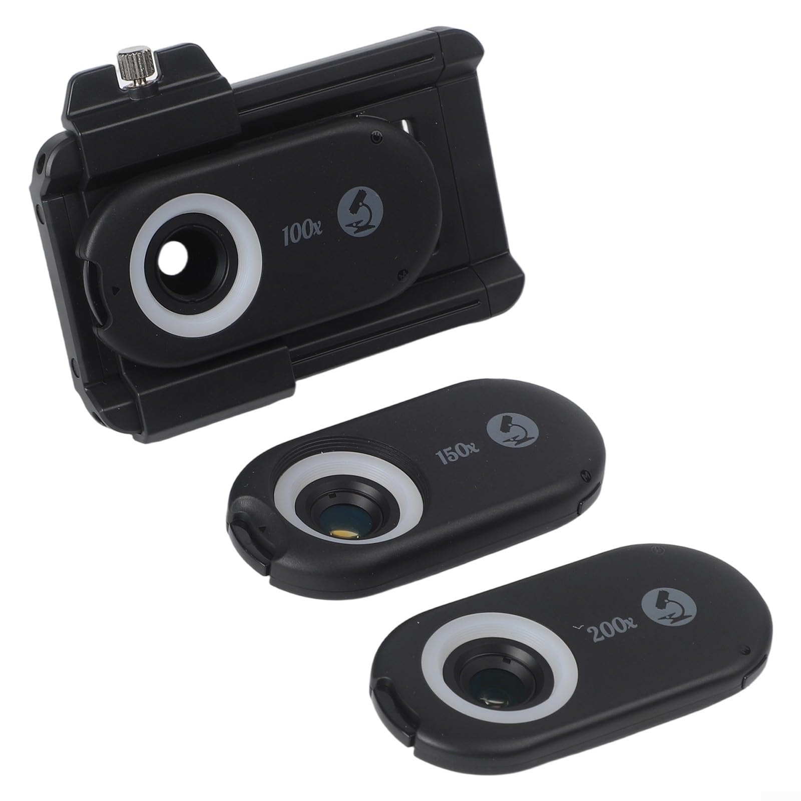 Microscopio de pH móvil 200x con luz UV LED, lente de clip de aluminio para inspección de reliquias de joyería, lupa portátil