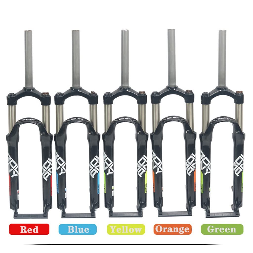 Fourche Avant de VTT 24 Pouces, Suspension mécanique en Alliage d'aluminium, Tube Droit 1 1/8", Commande Manuelle, Blocage Rapide 9 mm, Accessoires de vélo, Frein à Disque