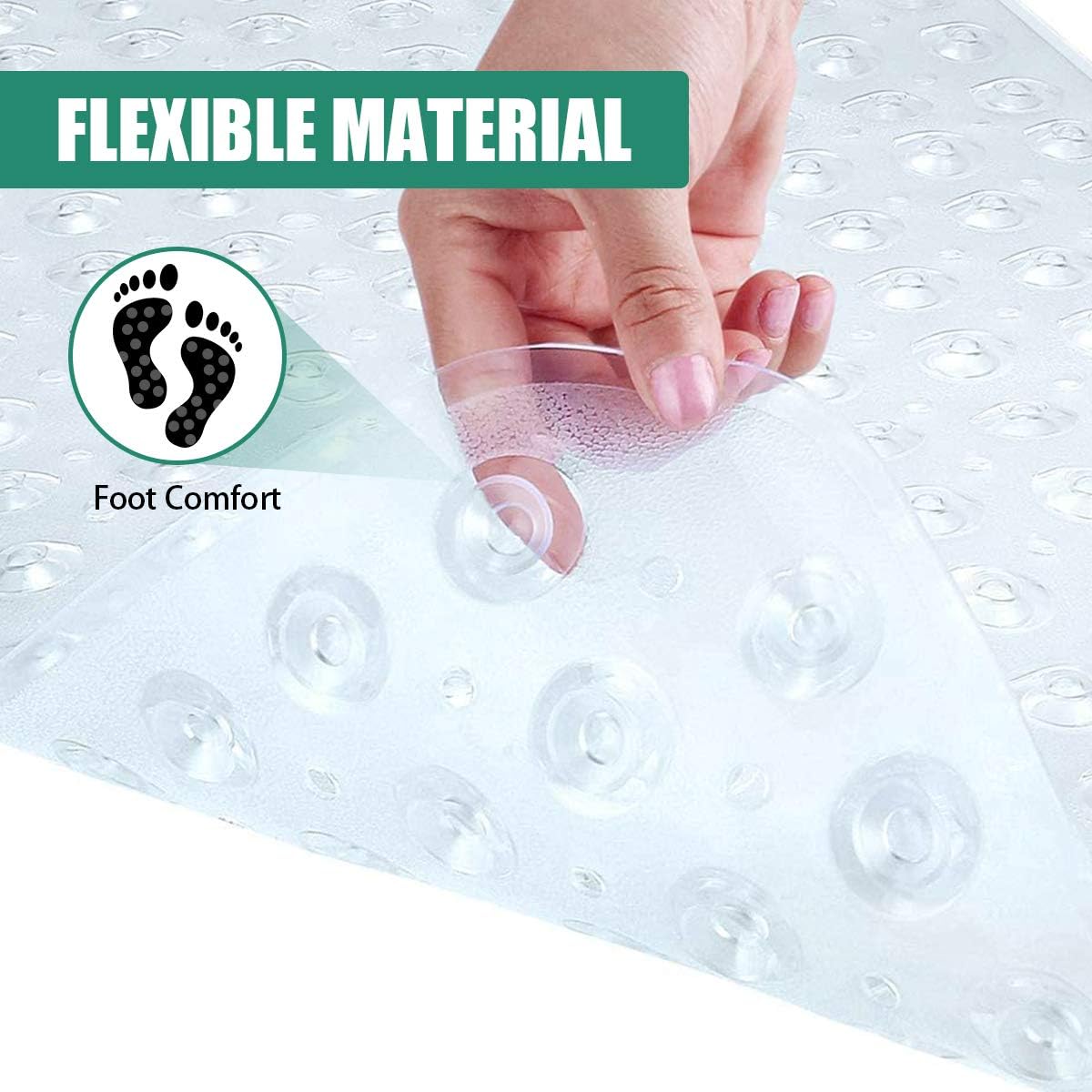 AIOMEST Extra Long Bathtub Mat, Non-Slip Shower Bathroom Mats, Drain Hole with Suction Cup (39 x 16 inch, Clear): Home & Kitchen