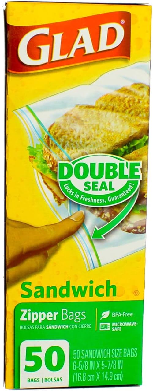 Glad Food Storage Zipper Sandwich Bags 50 Count Box (Pack of 3)