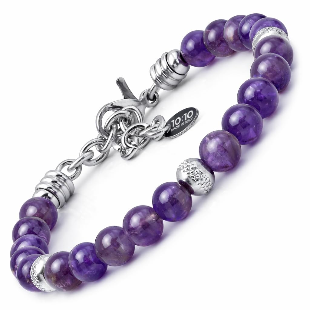 Bracciale Ametista perle Sfaccettate in pietra naturale da 8mm - Qualità AA