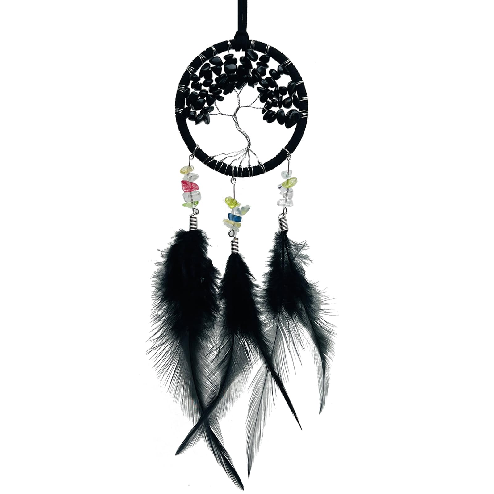 Black Dream Catcher for Car Rearview Mirror, Handmade Rear View Mirror Accessories Small Dreamcatcher Hanging Decor Craft Gifts