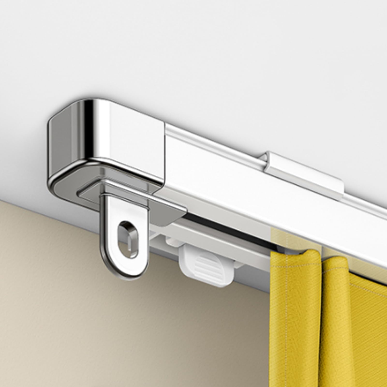 Rail de rideau en forme de V silencieux en alliage d'aluminium pour baie vitrée - Design invisible pour un fonctionnement fluide - Parfait pour les rideaux et la décoration de la maison.