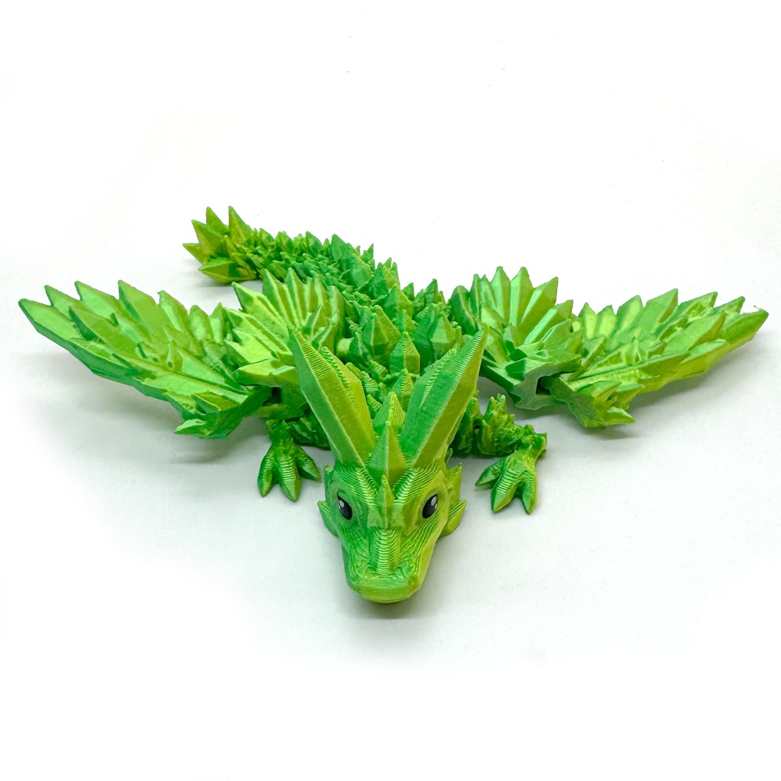 3D Printed Dragon Toy - Green Tiny Articulating Flying Dragon with Wings