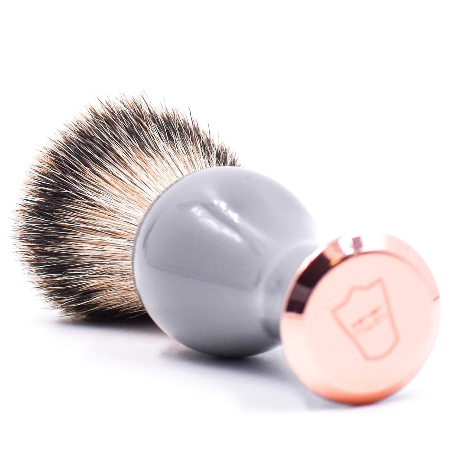 Parker Safety Razor Silvertip Badger Rasierpinsel mit Ständer – Extra dichte und extra weiche Borsten – Deluxe grauer und roségoldener Griff – Rasierpinsel für Herren und Damen