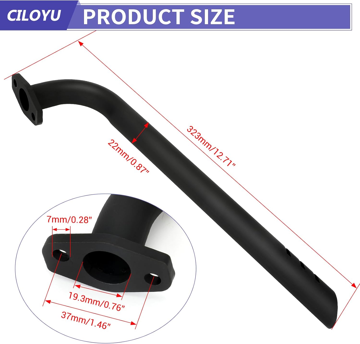 Mini Bike Exhaust Header Pipe Kit Compatible with Motovox MBX10 MBX11 Monster Mega Moto MMB80 105cc MMB105 Coleman RB100 RT100 Minibike 80cc 79cc Lifan Engine Go Kart Cart Parts