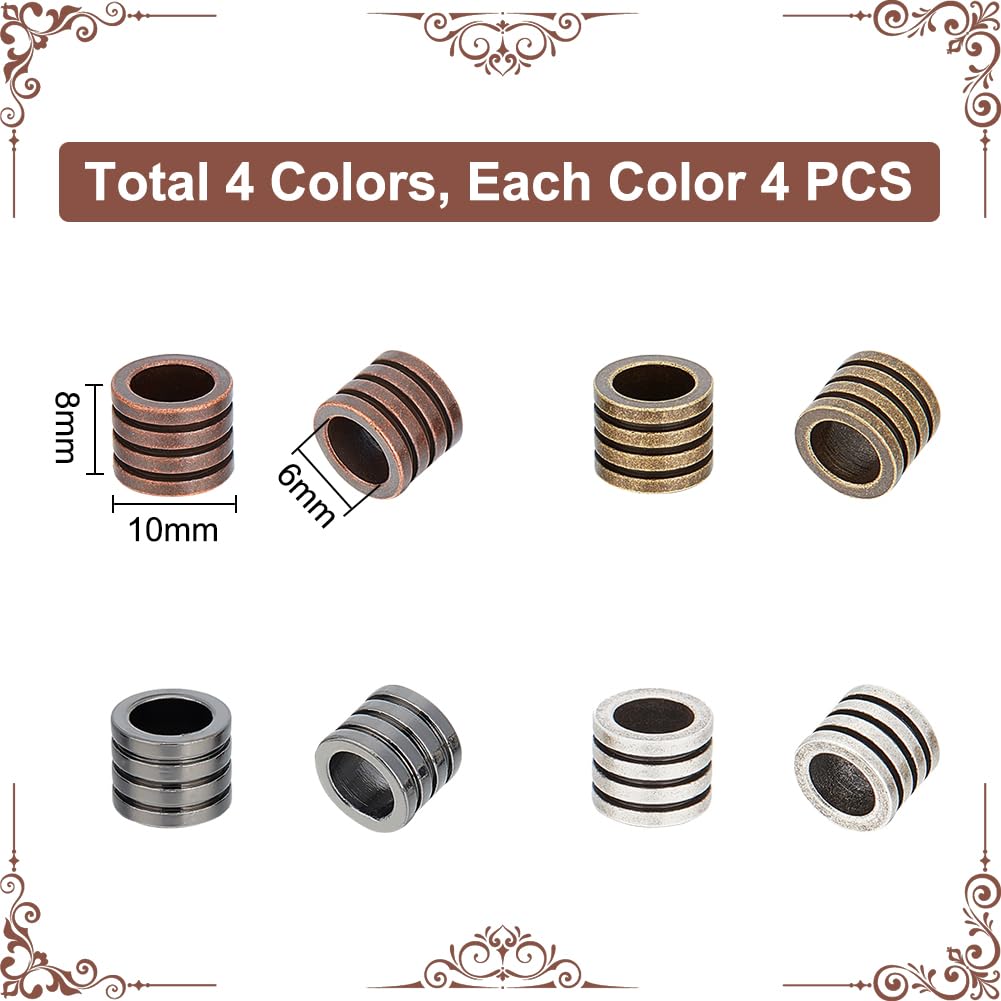 UNICRAFTALE 16pcs 4 Color 304 Stainless Steel Grooved Column Beads for DIY Bracelet Necklace Jewelry Making 10mm - Image 3
