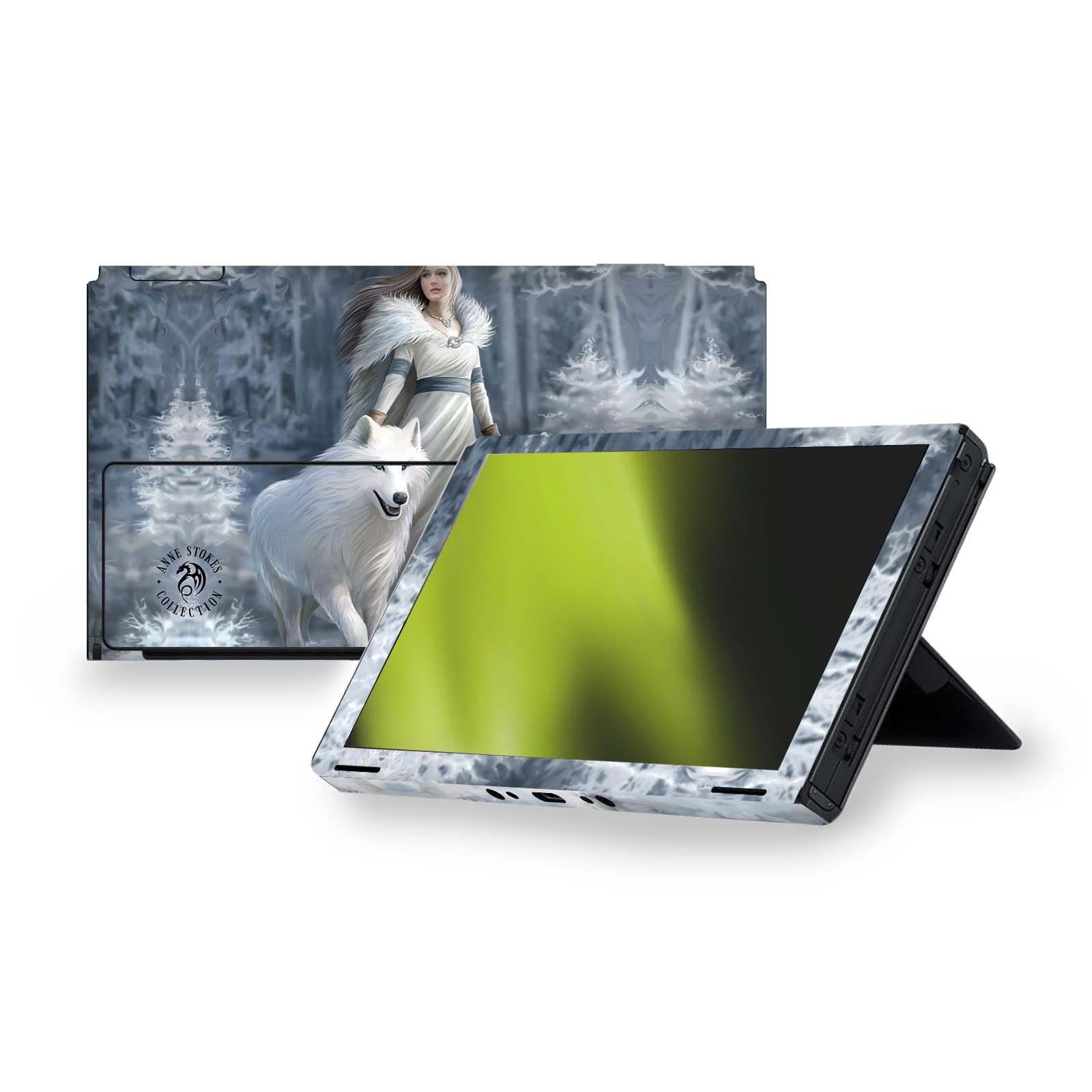 Head Case Designs sous Licence Officielle Anne Stokes Gardiens d'hiver Mix Art Vinyle Autocollant De Jeu Peau Autocollant Couverture Compatible avec Nintendo Switch OLED Bundle
