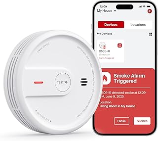 X-Sense Smart Smoke Alarm for Home, 10-Year Product Life and Replaceable Battery, Wi-Fi and App Function, Night Mode, XS0…