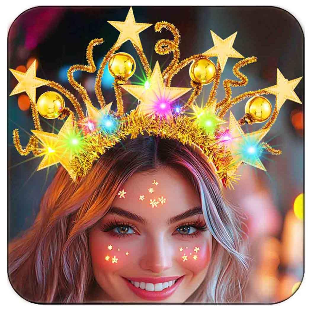 Amazon.com: DRESBE Light Up Star Headband Gold LED Stars  display picture 1