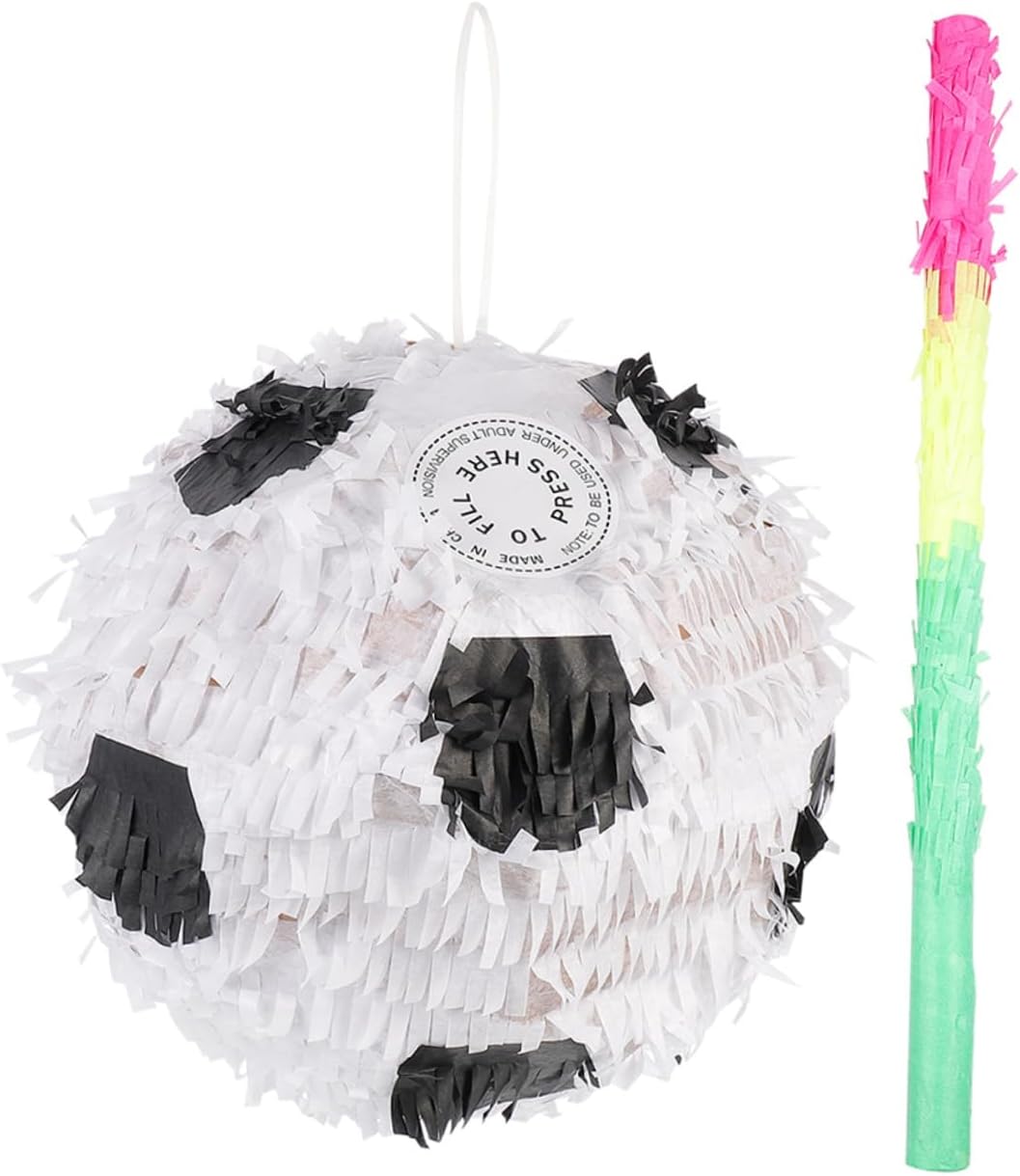 2Pcs Football Pinata with Stick Paper Soccer Ball Pinata for Sports Birthday Party Decorations Indoor Outdoor Fun Party Supplies for Adults