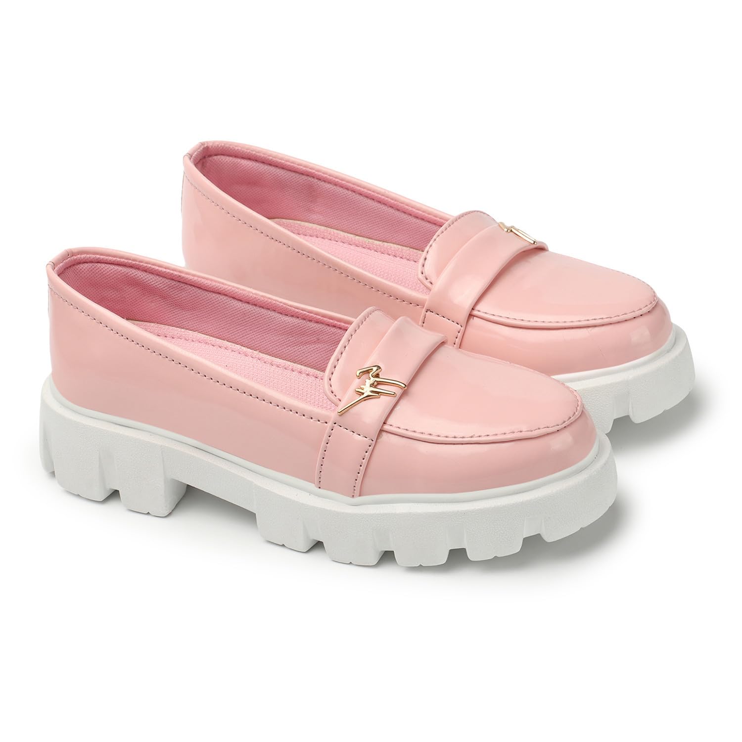 EVOLTAR Women Chunky Loafer Moccasins Casual Chunky Sole Glossy Finish Pull on Signature Shoes for Women. Pink Size 39 (B0CCYN1YVG) Amazon Price History, Amazon Price Tracker