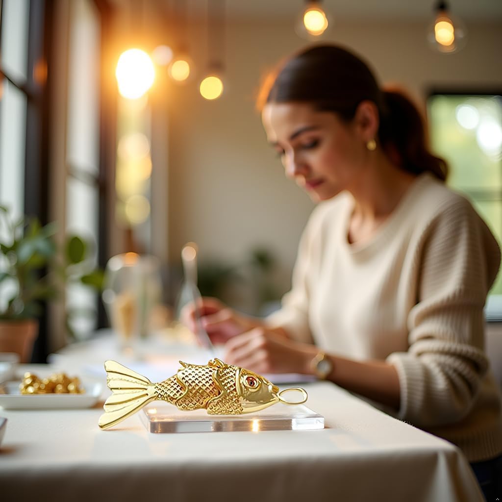 Gold Fish Charm Pendant,Sea Animal Golden Fish Shaped Gold Plated Pendants Pave Ocean Pendants for Men Women for DIY Bracelet Necklace Earrings Beading and Jewelry Making - Image 6