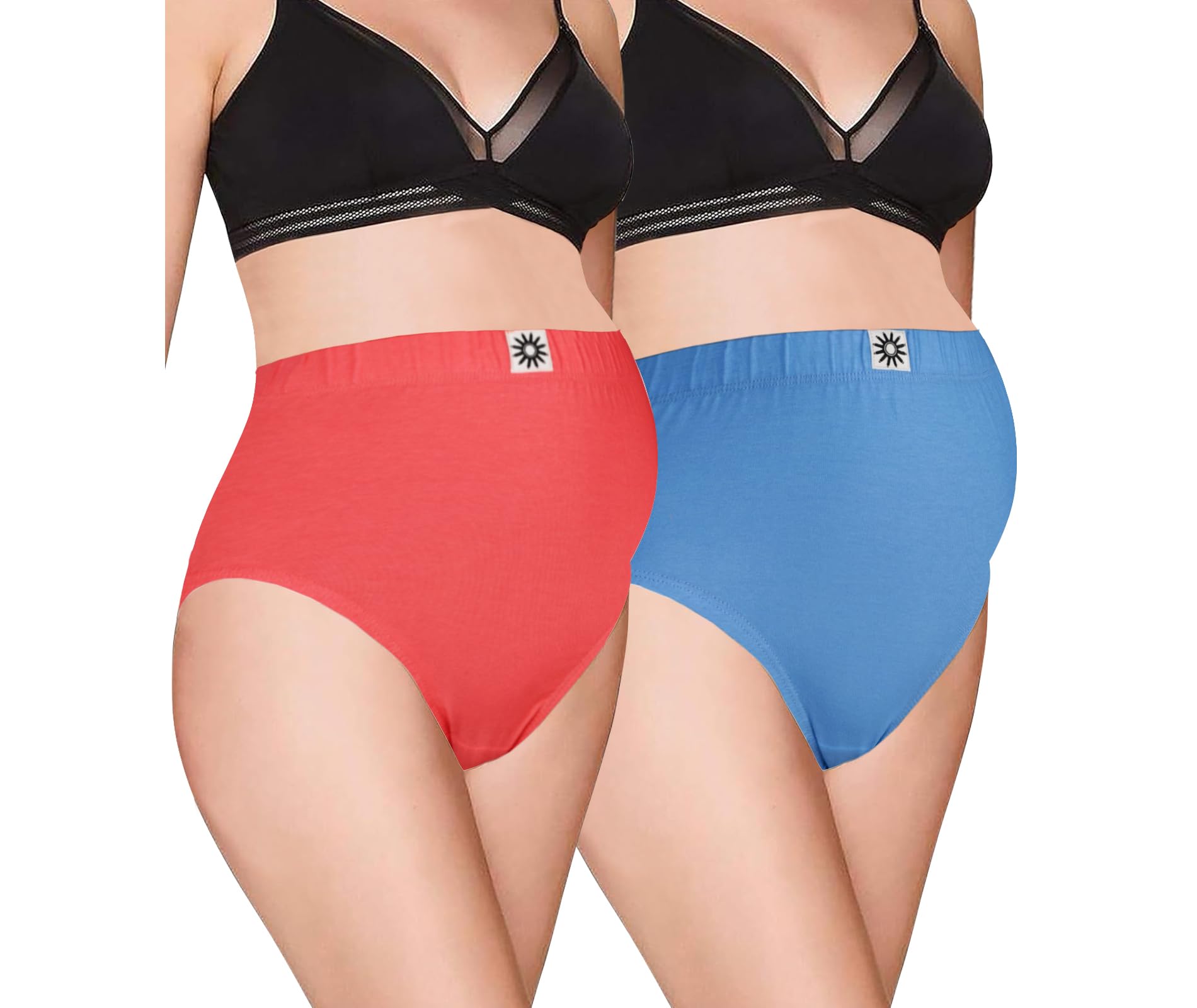 Women's Plus Size Panties High Waist Cotton Brief Maternity Pregnancy C-Section Recovery Underwear Combo (Assorted Colours) Multicolor-image-30