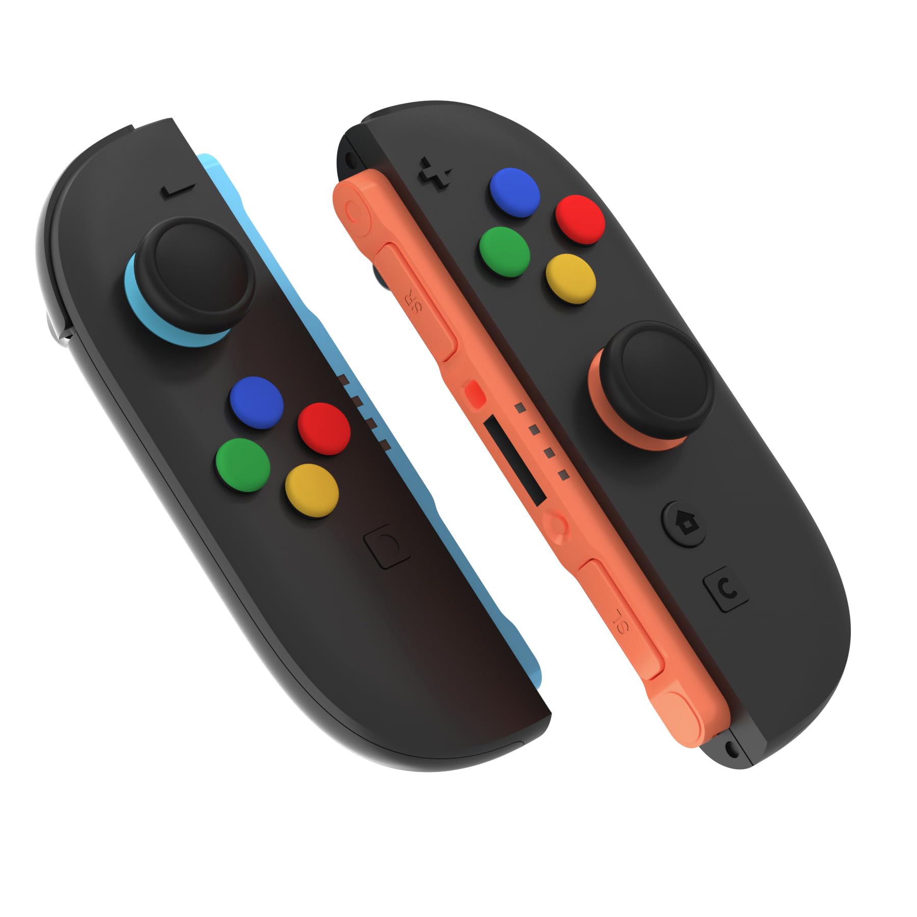 PlayVital Tapas Protectoras de Silicona para Nintendo Switch 2 (2025), 1 Par de Agarres para el Pulgar y 4 Tapas de Botones ABXY Direccionales para Joycon 2, Tapones para Joystick (Negro)