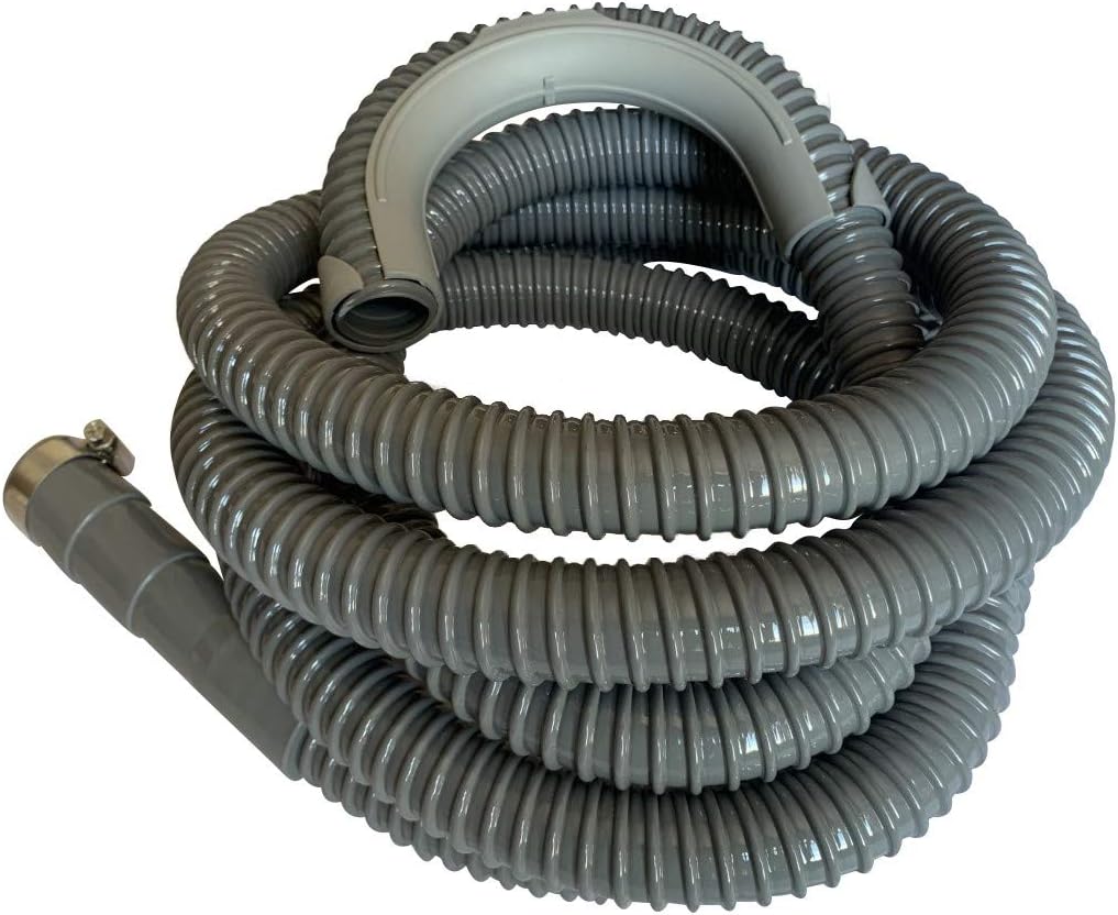 12Ft - Universal Washing Machine Drain Discharge Hose by Zulu Supply, Corrugated Rubber, Fits Most Washer Drain Outlets, Large, XL, Extra Long, Extension