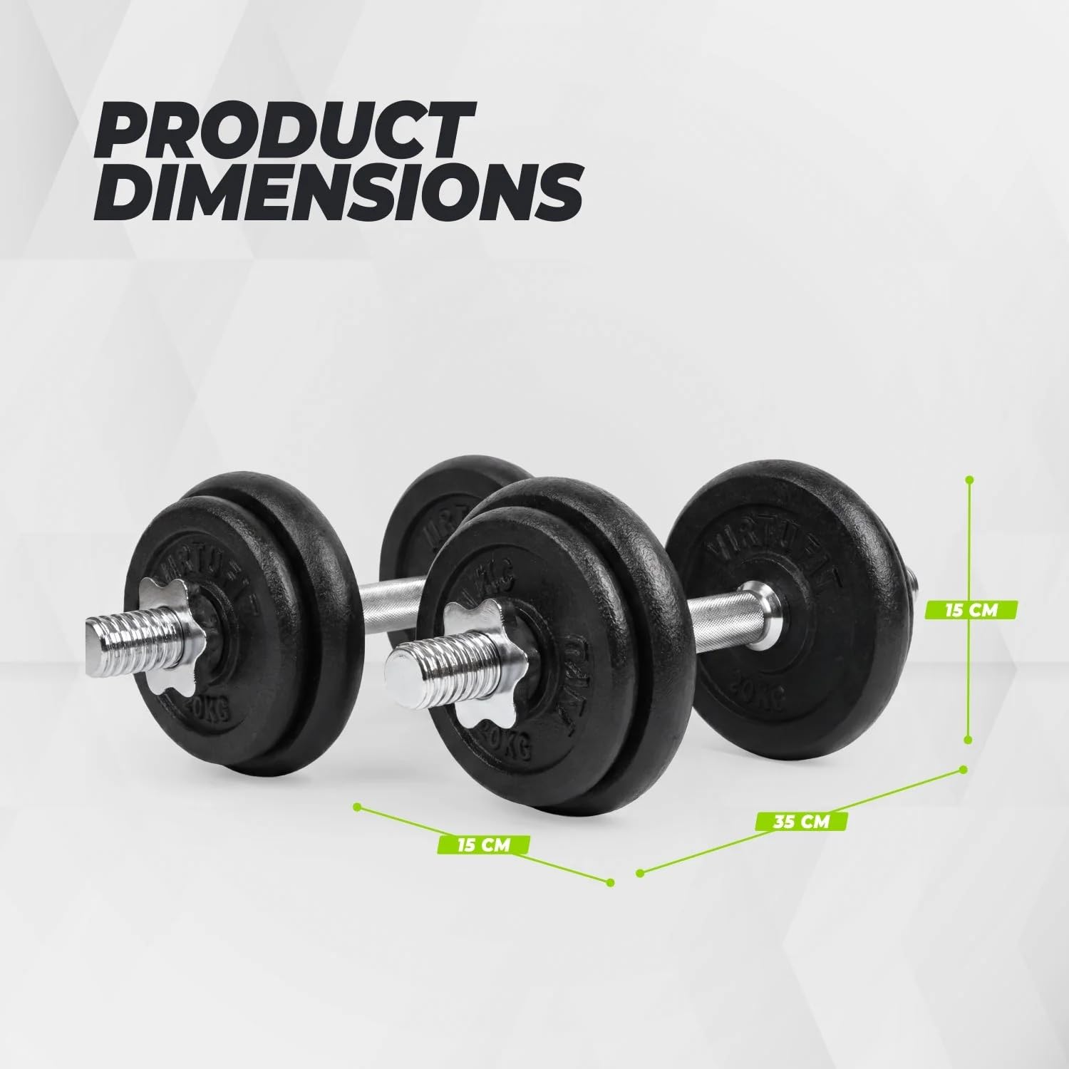VirtuFit Zestaw hantli regulowanych Pro 20 kg – 2 x 10 kg hantle krótkie | 2,5 do 10 kg, waga całkowita 20 kg, w zestawie walizka do przechowywania, 2 krótkie hantle, żeliwo