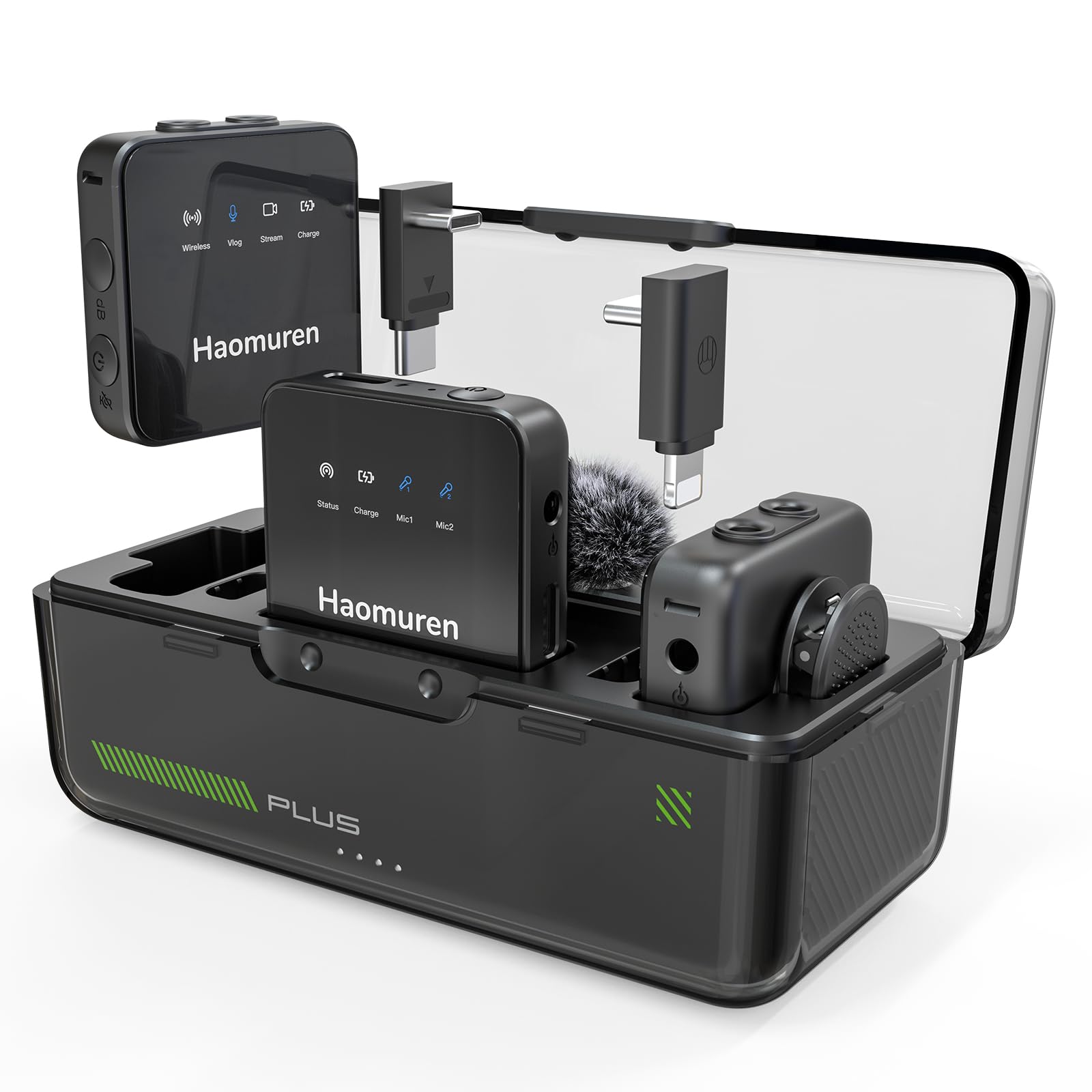 Wireless Lavalier Microphone for iPhone/Android, Mini Mic with Noise Reduction, Compatible with Camera, iPad, Tablet, PC, Plug & Play Lapel Microphone for Video Recording, Stream, Vlog (Black)