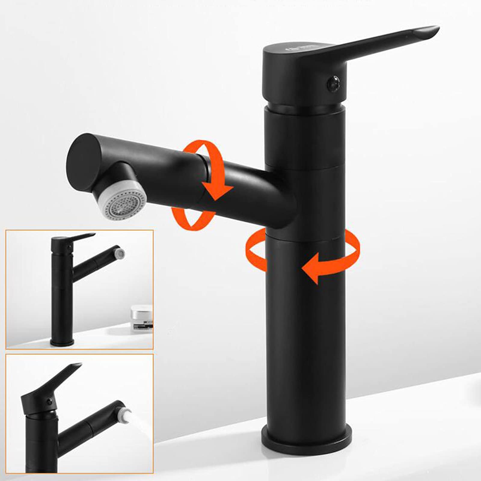 Rubinetto da Bagno Rubinetti per Lavabo Acqua Calda E Fredda Miscelatore per Lavabo con Doccetta Estraibile Rubinetti per Lavabo da Bagno Rubinetti Girevoli Doccetta Estraibile Doccetta Cromata_