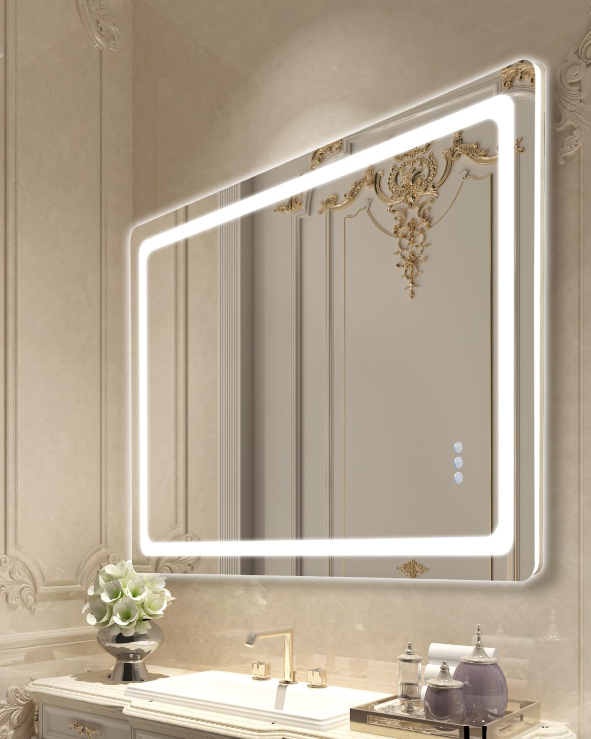 VEVOR LED Bathroom Mirror, 32" x 48" LED Bathroom Vanity Mirror with Frontlit and Backlit, Anti-Fog Memory Mirror with Lights, Stepless 3 Colors