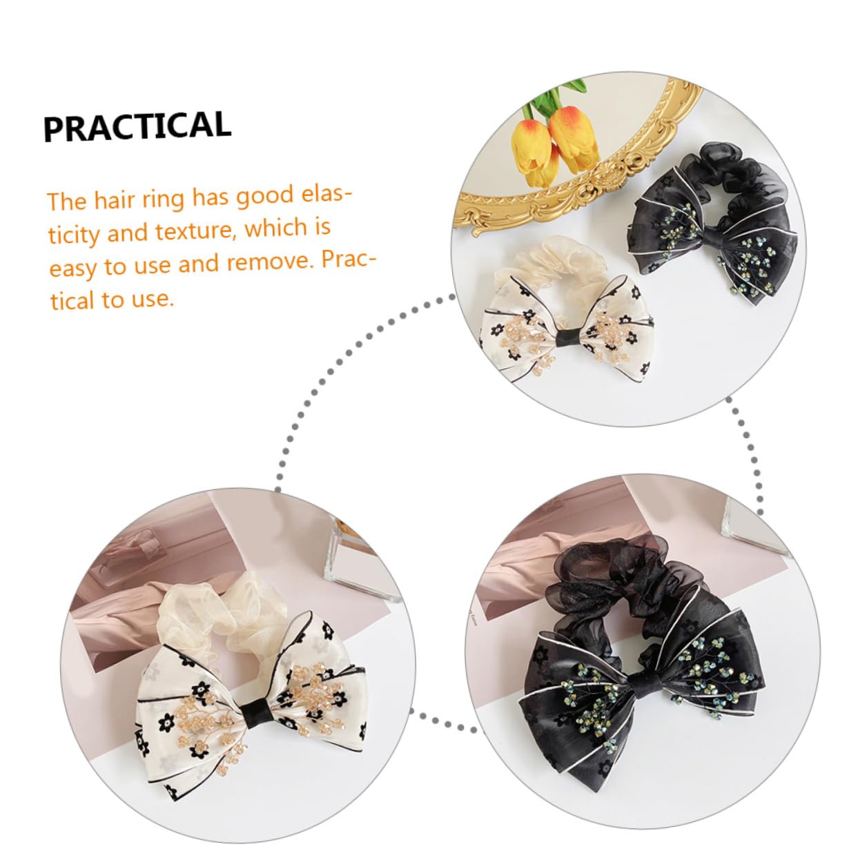 MAGICLULU 5 Sets Haarspangen Mit Schleife Haarband Haarseile Satin-haargummis Stilvolles Haar-accessoire Für Frauen 2 Stück * 5