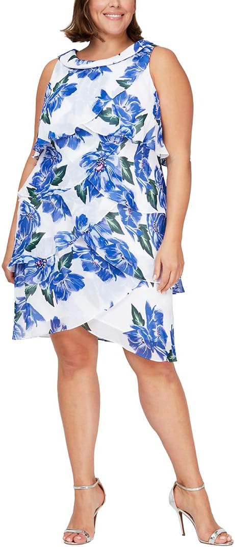 S.L. Fashions Women's Plus-Size Multi-Tier Dress