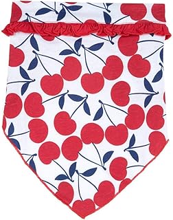 Bandana bebé 6-9 meses color blanco fantasía cerezas rojas, rojo, 6- 9 meses