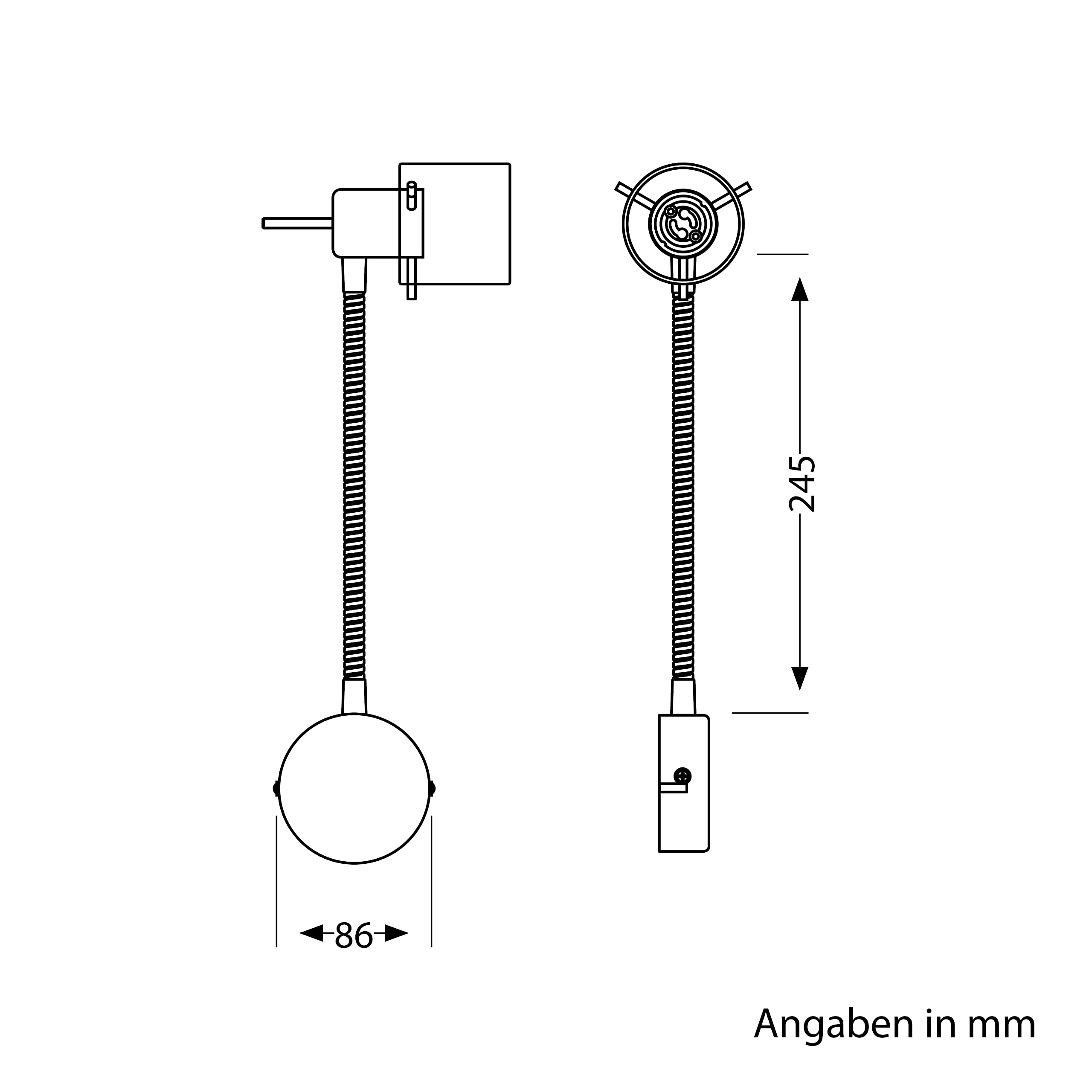 ledscom.de 2x Leselampe/Wandleuchte MIRAS, Schwanenhals, Schalter, Stecker, edelstahl matt, 1x GU10 max. 25W