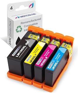 HOTCOLOR Compatible Lexmark 100XL Ink Cartridges for Lexmark s301 S305 S605 S405 S505 Pro901 Pro905 Pro805 Pro705 Pro205 Pro206 Pro207 S815 S816 Printer (Black Cyan Magenta Yellow,4Pack)