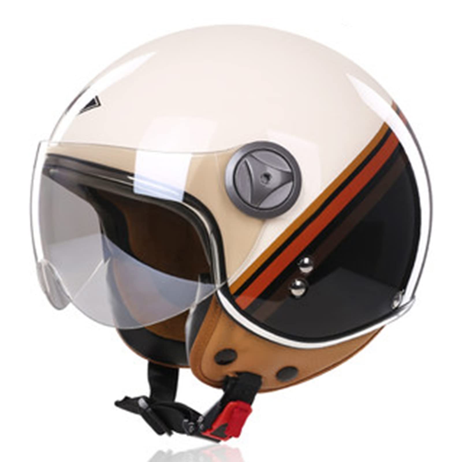 Vintage Face Ouverte Casque Moto, ECE Homologué 3/4 Retro Demi Casque Jet, Adulte Homme Et Femme Scooter Chopper Cruiser Casque Moto Avec Visière