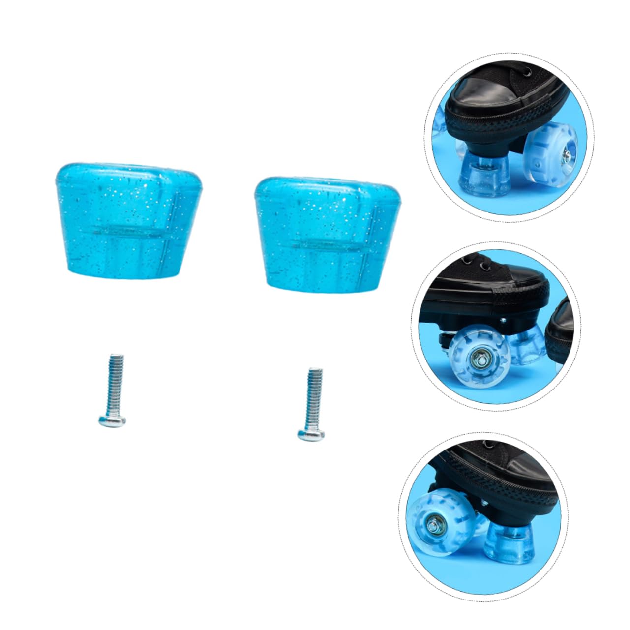 ibasenice Set Freno Pattini a Rotelle Doppio Blocco, Fermapattini Trasparente Blu Viti, Antiscivolo e Resistente, Accessorio per Pattinaggio su Rotelle e Training Sicurezza