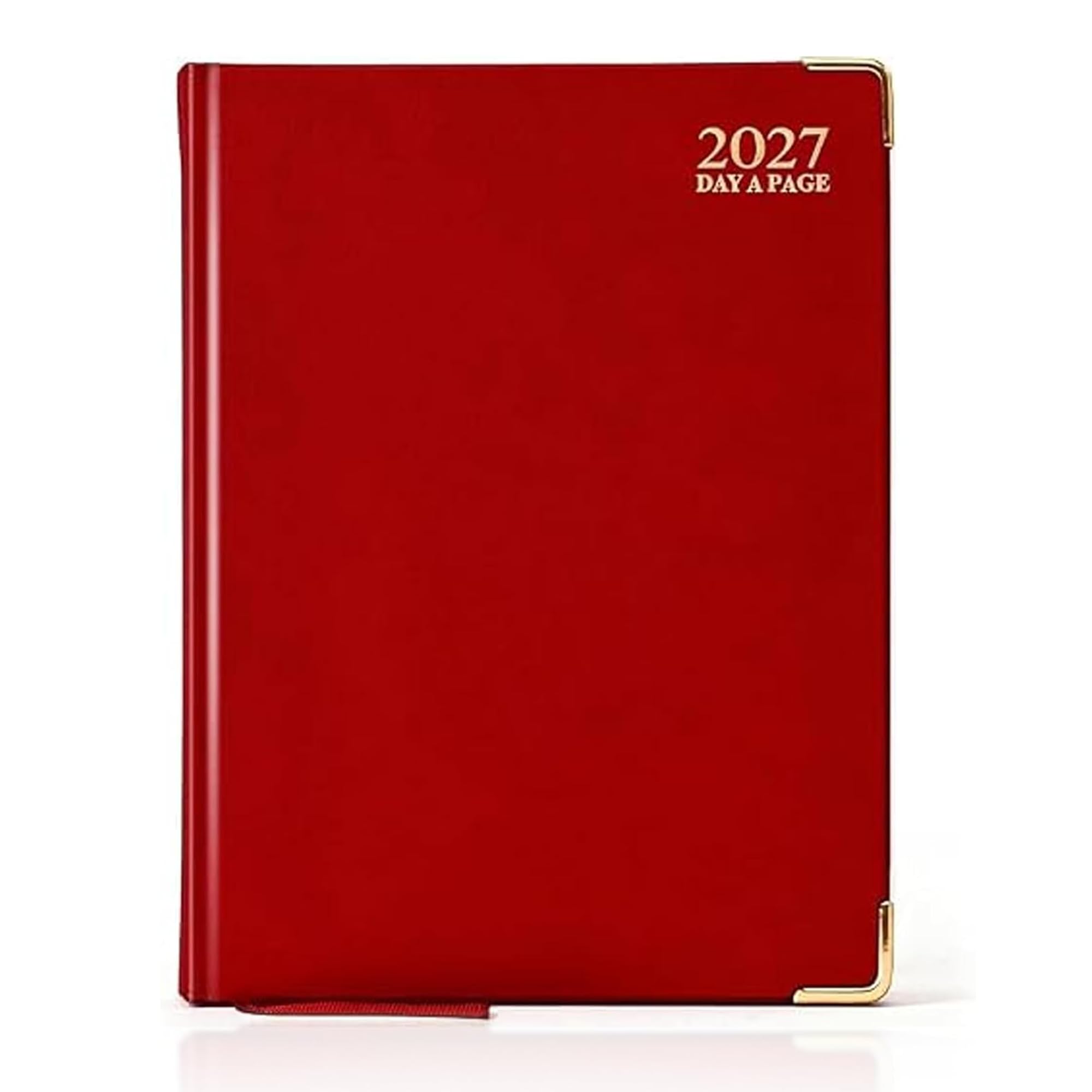 A4 2027 Day a Page Red Diary Gilt Edges Hardback