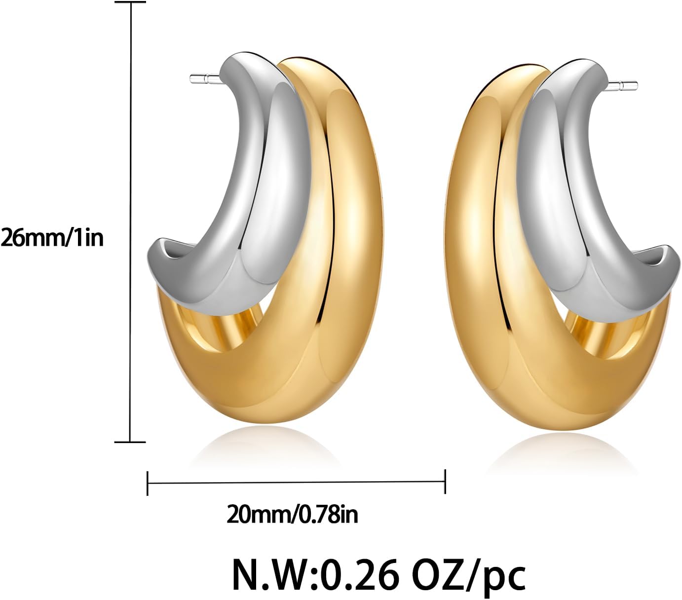 Gold And Silver Hoop Earrings For Women Two Toned Hoops - Image 4