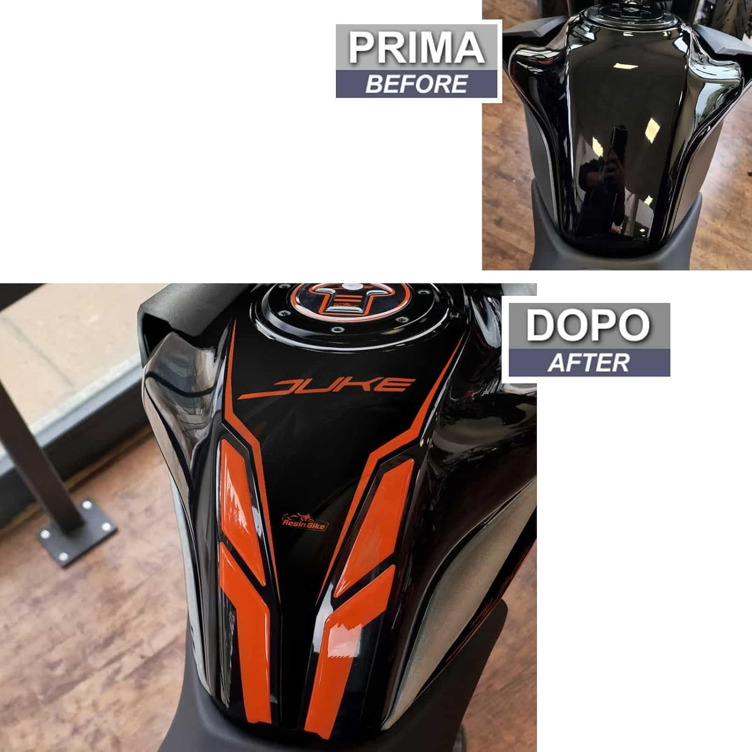 Resin Bike Motorcycle 3D Stickers Compatible with KTM Duke 390 2021-2023 Silver. Tank Protector Protection from Impact and Scratches. Resin Stickers - Made in Italy