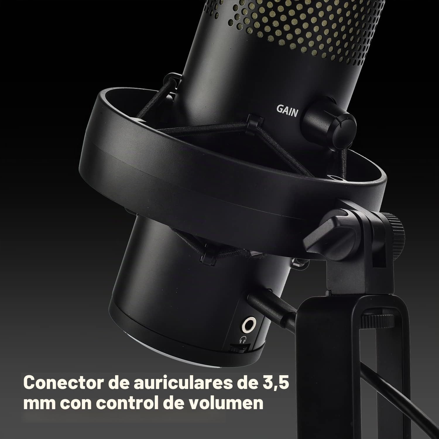 DOCKIN® Micrófono Condensador MP3000 para PC, Juegos, Podcast y Streaming - Micrófono USB de pie para grabaciones - Micrófono con Soporte Pesado [Equipo Completo]