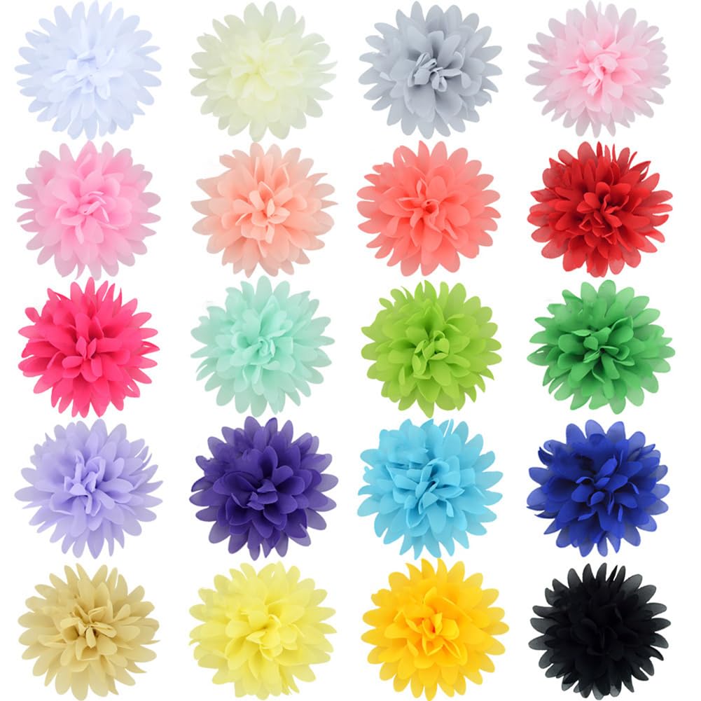 GSHLLO 12 Pcs Dog Collar Flower Accessory Pet Bow Tie Flower Charms Handmade Chiffon Flowers Colored Pet Collar Attachment Flowers Cat Collar Grooming Accessories