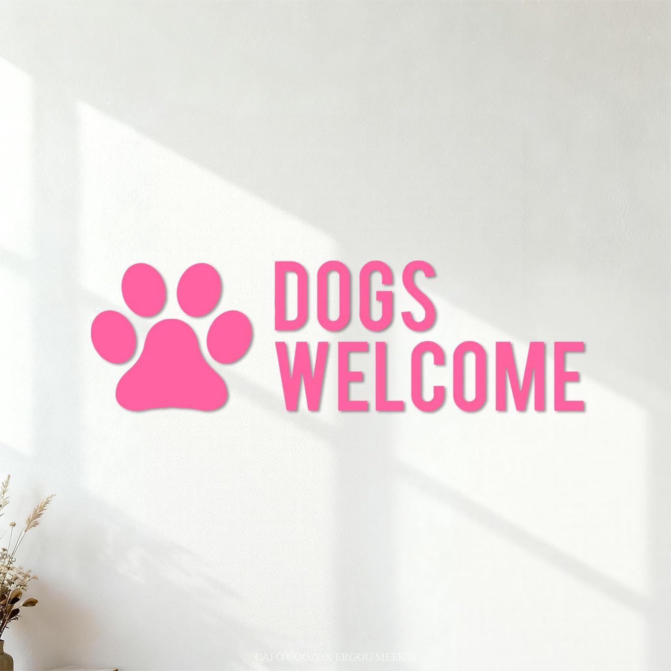Welcome Dog Printing Shop Business Pets Signs Etc Cafe Wall Decals Paster Paper 25x81.2cm Car Body Decoration Pink