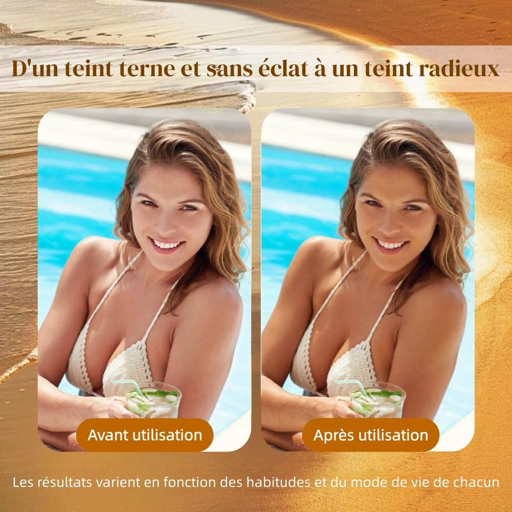 Gummies Autobronzant,60pcs Autobronzantes,Gummies Bronzantes,Gommes Bronzage Peau,Associant bêta-carotène et L-lycopène pour rehausser l'éclat naturel de peau
