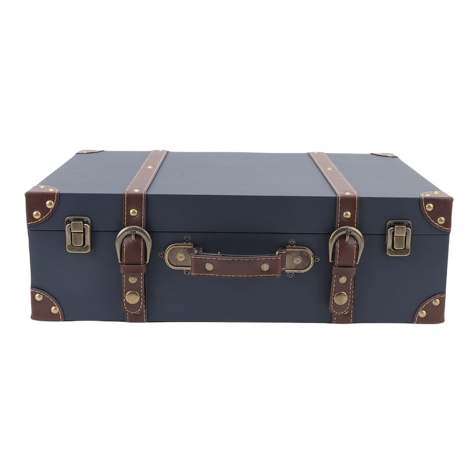 Maleta vintage de madera para viajes, estilo antiguo, almacenamiento decorativo, decoración de equipaje, equipaje vintage para cumpleaños, boda, fotografía, color azul