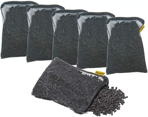 Pellets de medios de filtro de carbón de carbón de 6 libras en 6 bolsas de malla para tanques de peces de acuario